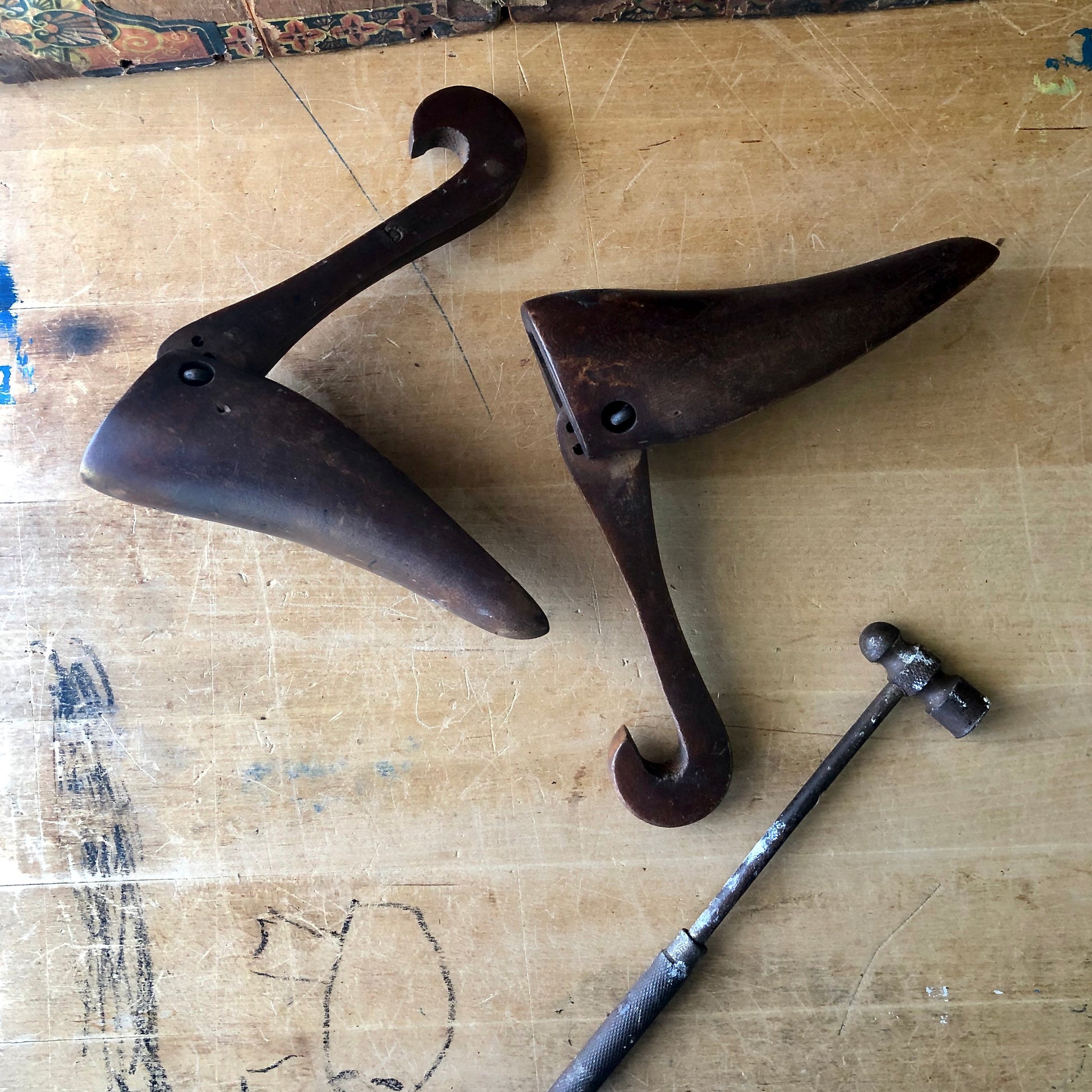 Vintage Industrial Wooden Shoe Forms Set