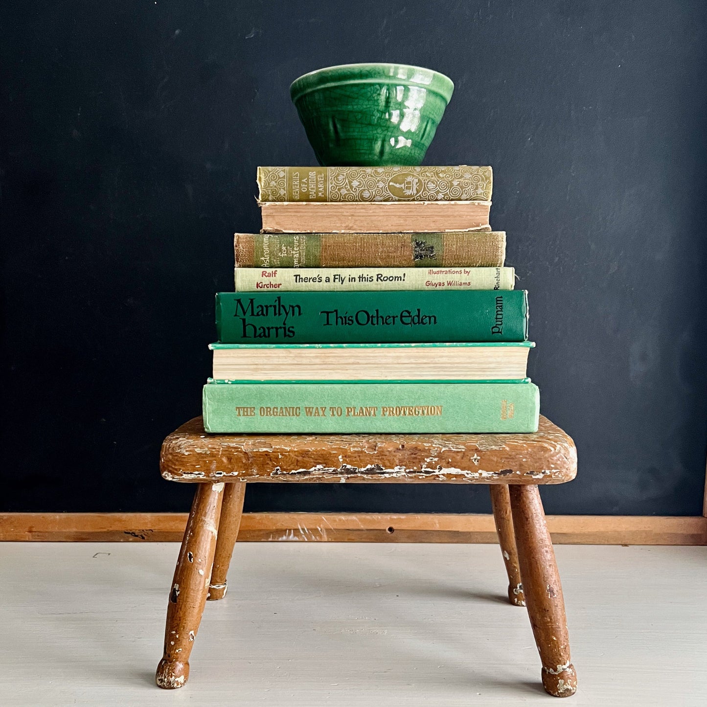 Rustic Painted Wooden Foot Stool (c.1900s)