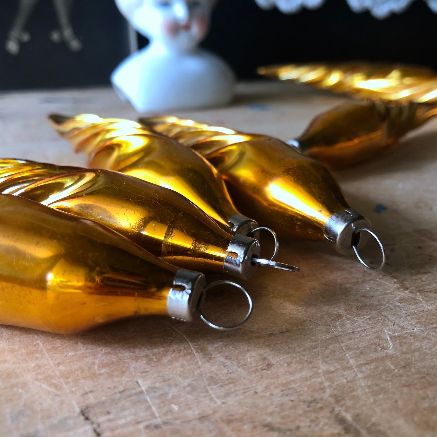 Vintage Gold Christmas Ornaments (c.1950s)