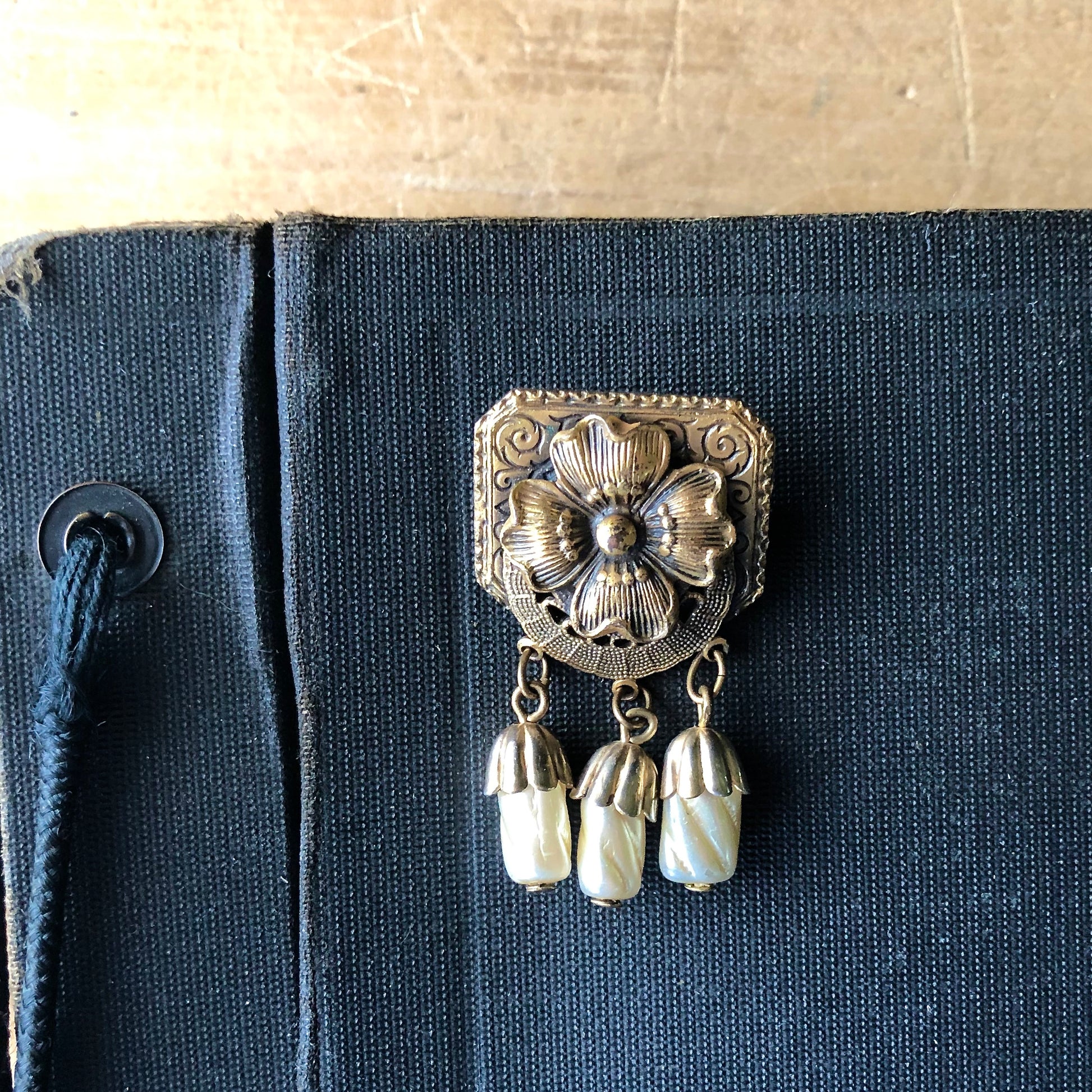 Victorian Gold Tone Brooches with Faux Pearl Accents