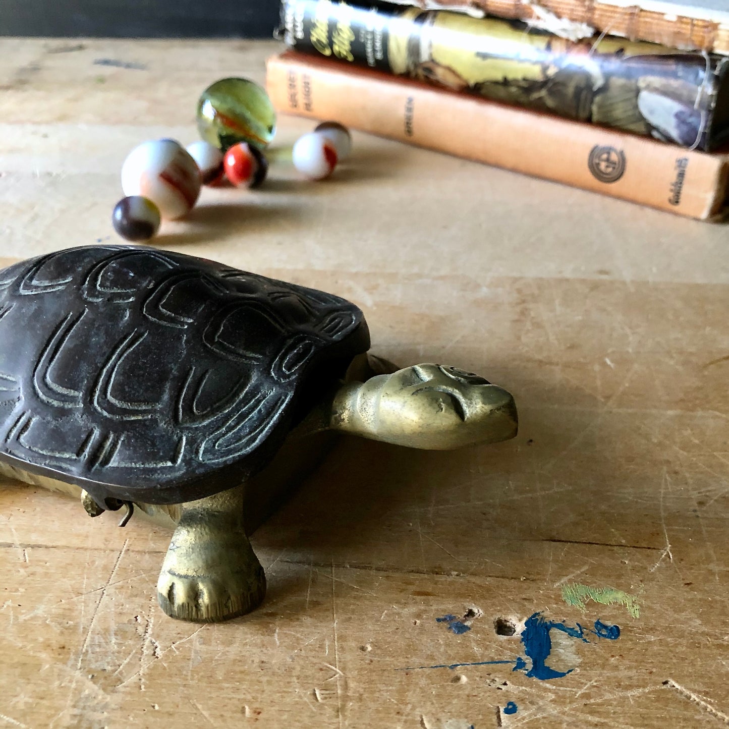 Vintage Brass Turtle Trinket Box (c.1970s)