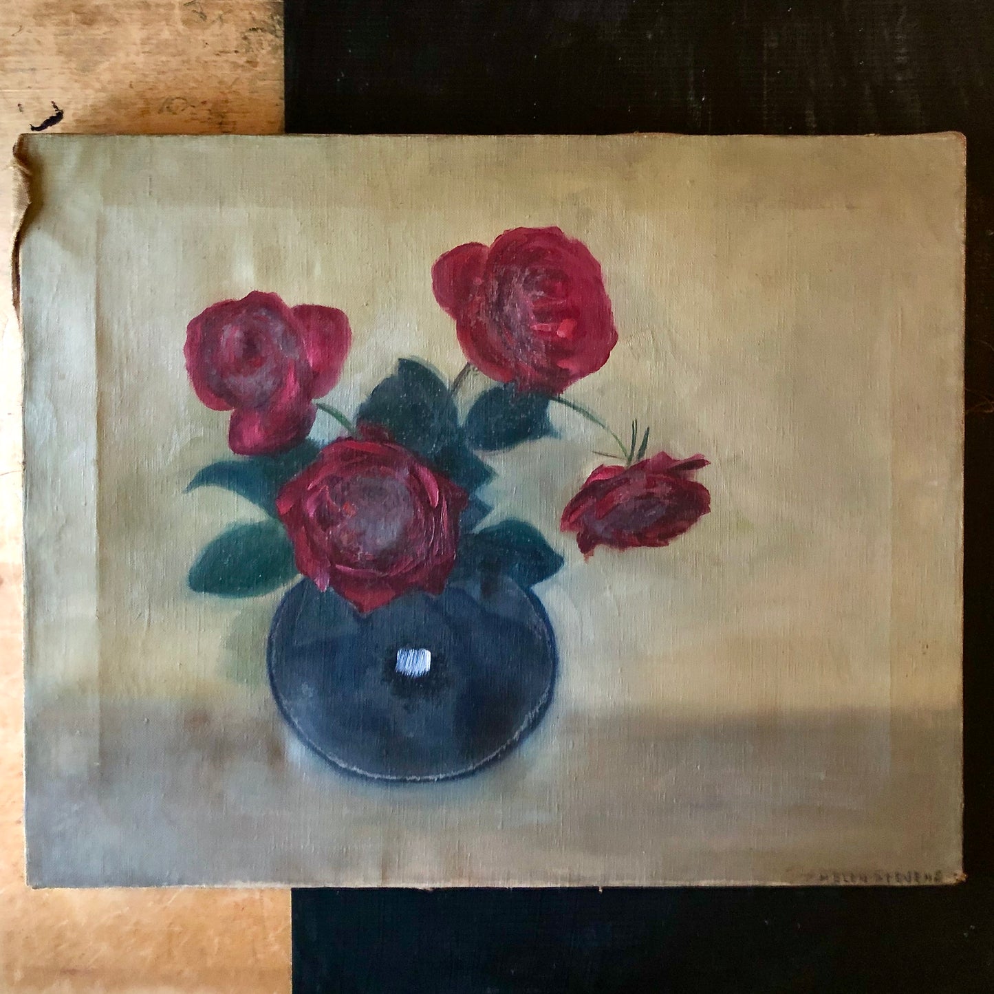 Primitive Floral Still Life Painting (1900s)