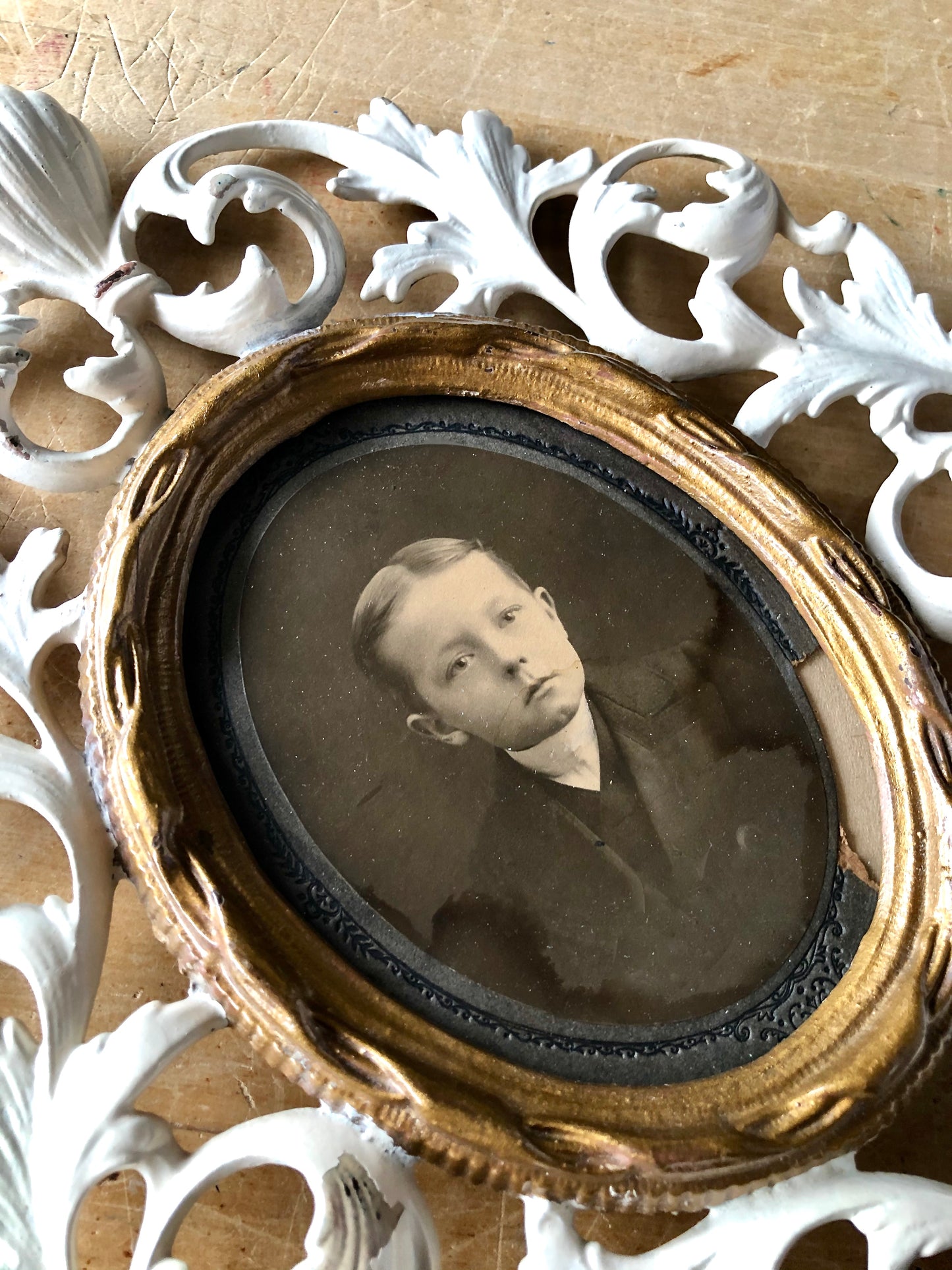 Victorian Painted Brass Picture Frame (c.1900s)