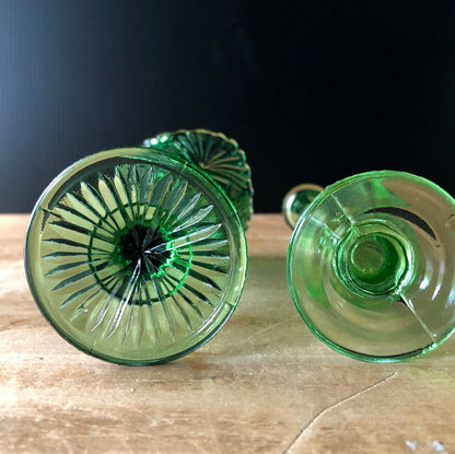 Green Depression Glass Collection with Uranium Glass (c.1930s)