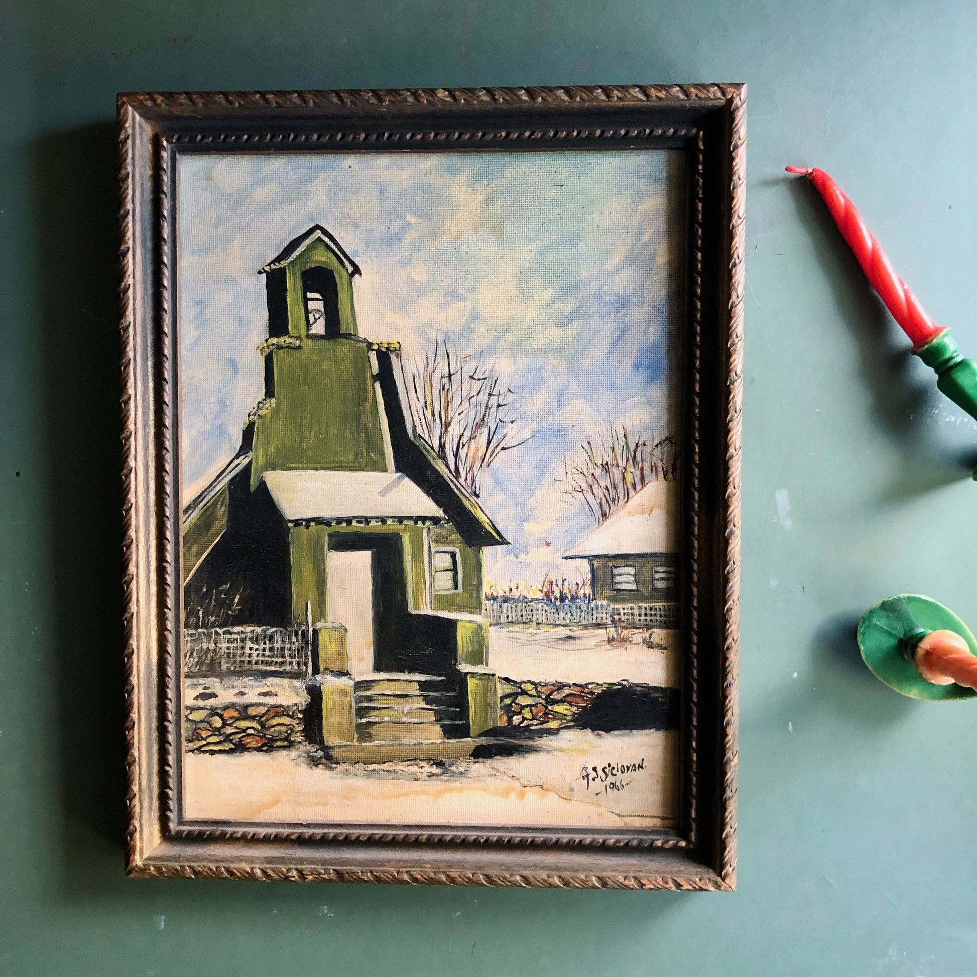 Simple Vintage Painting of Old Church (c.1966)