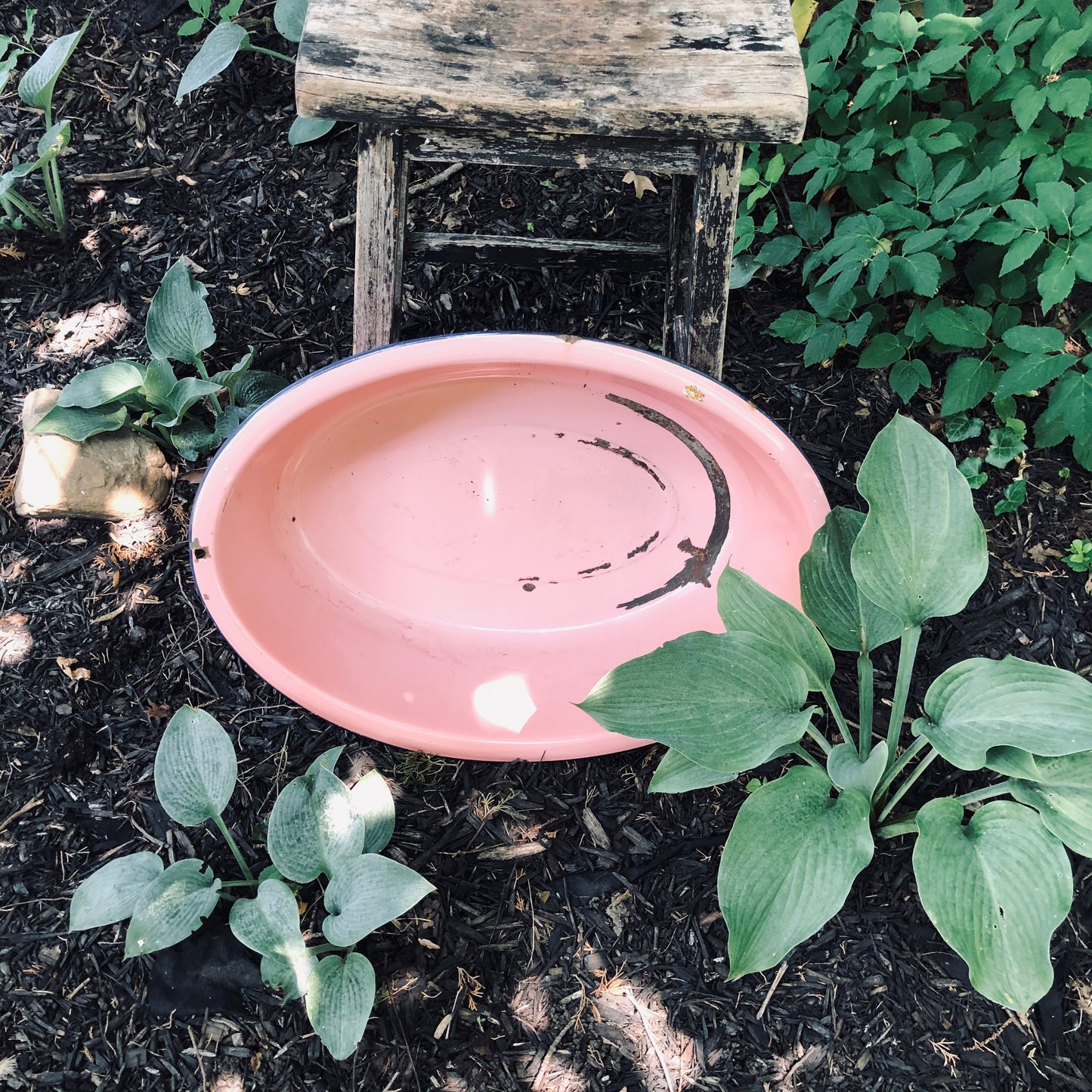 Vintage Pink Enamelware Wash Tub (c.1940s)