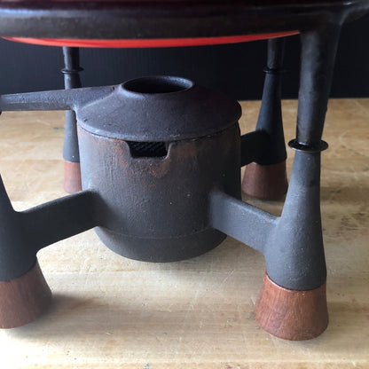Dansk Kobenstyle Red Enamel Mid Century Fondue Pot (c.1960s)