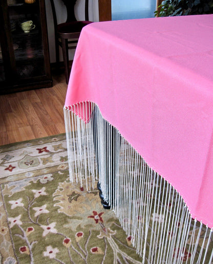 Vintage Bohemian Fringed Pink Tablecloth