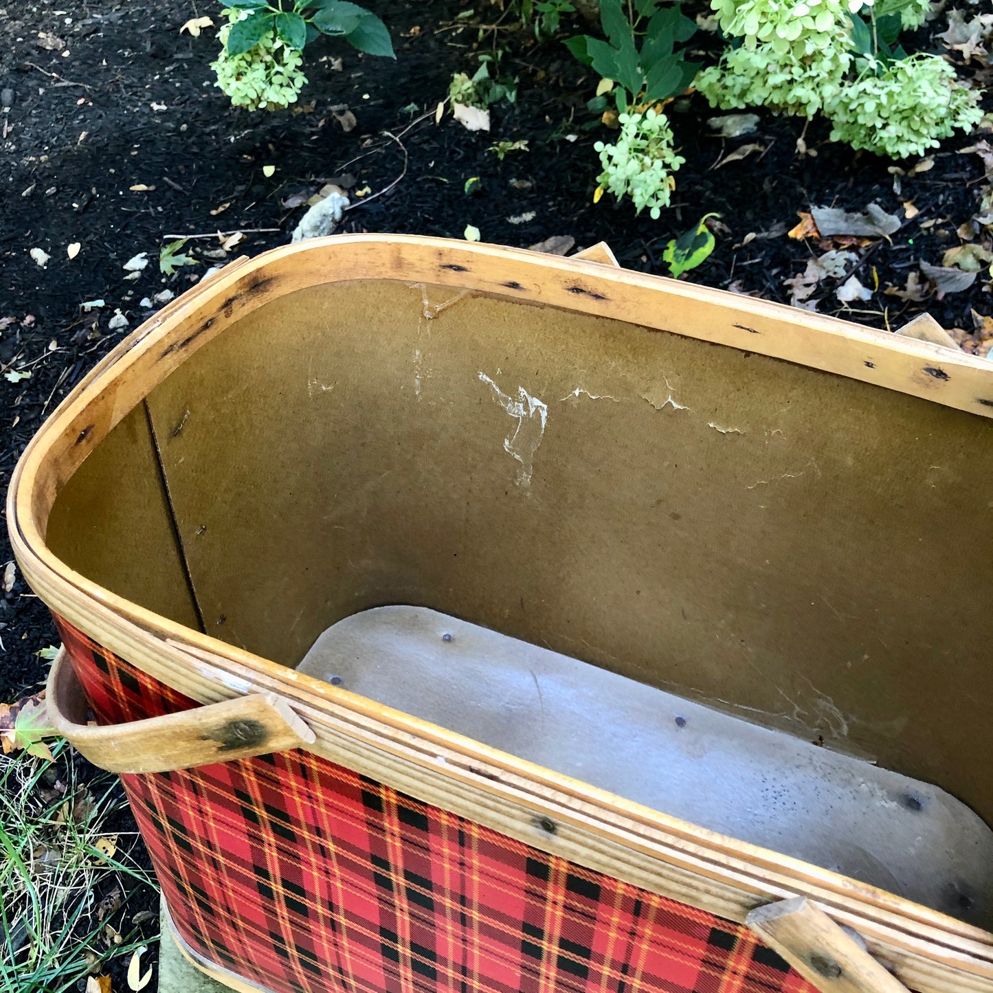 Mid Century Red Plaid Picnic Basket (c.1950s)