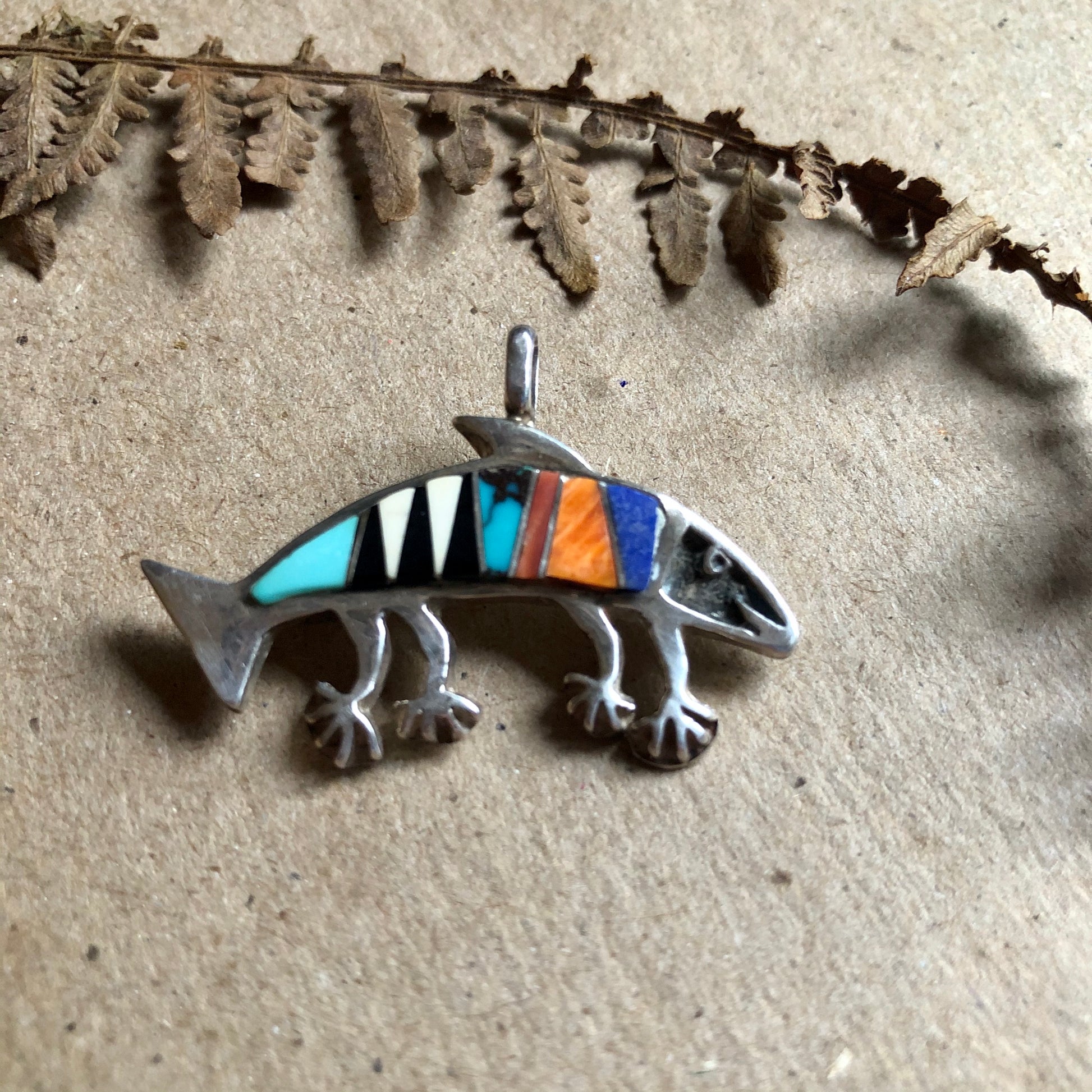 Rock Kritters Sterling Turquoise Fish Pendant (c.1980)