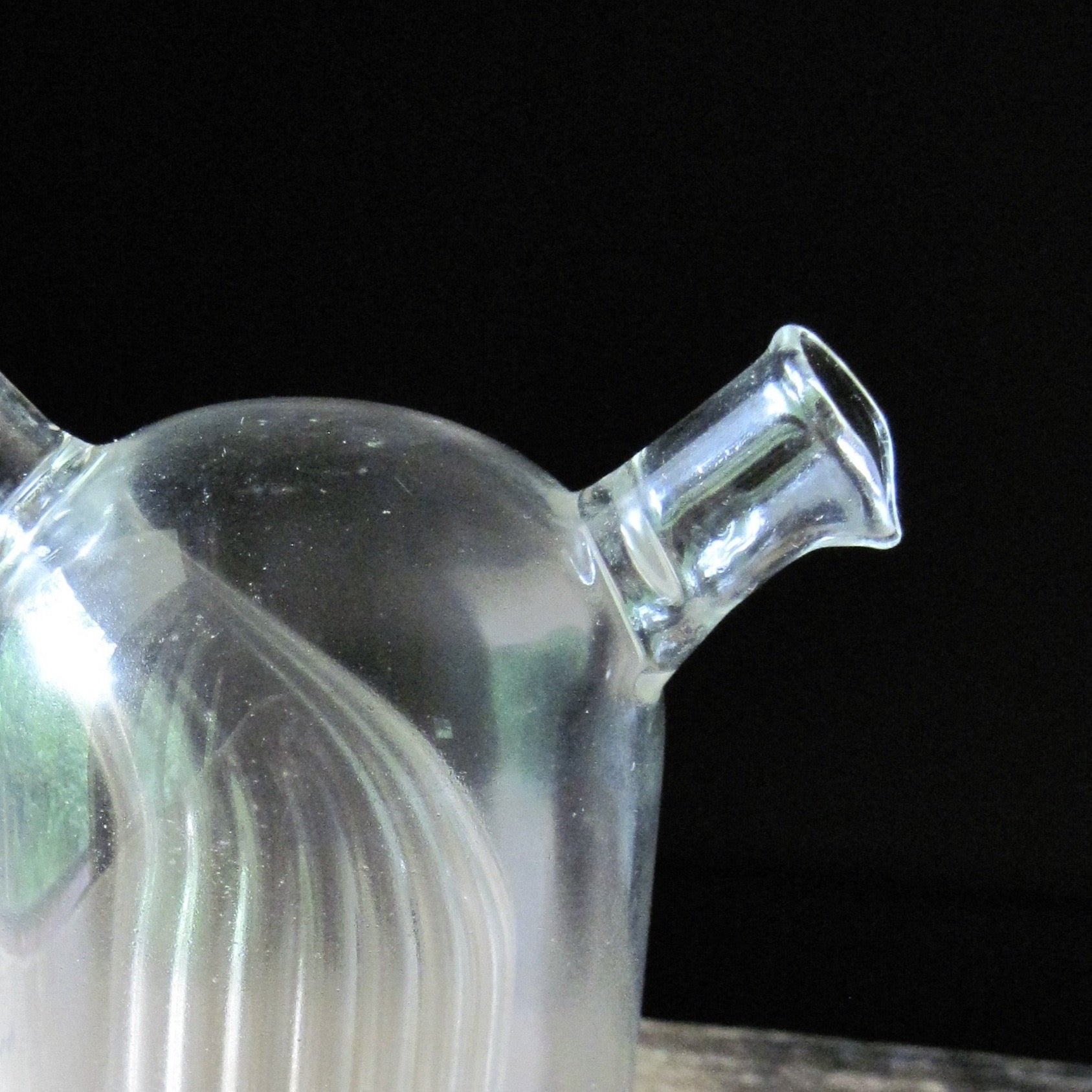 Vintage Glass Double Cruet Oil and Vinegar Bottle