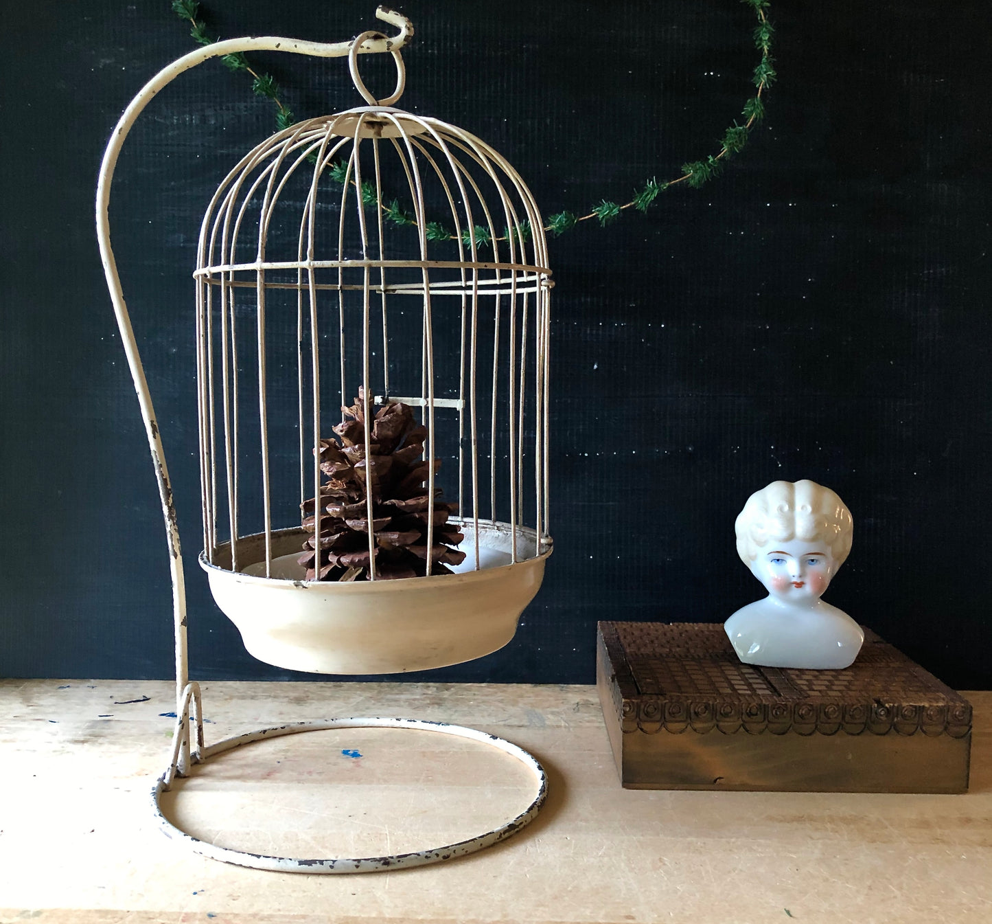 Antique Birdcage with Tabletop Stand (c.1900s)