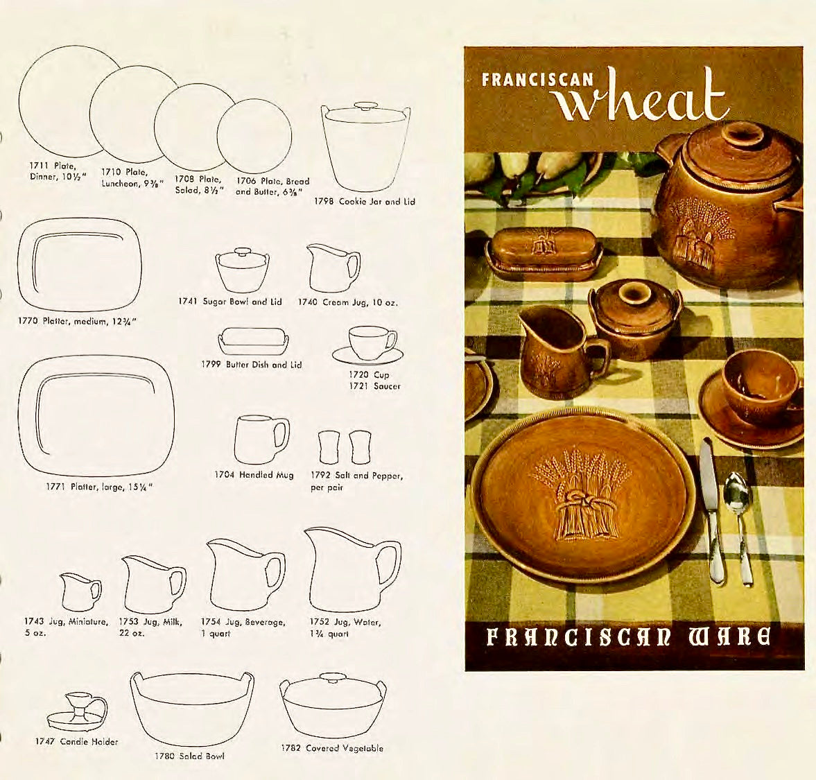 Vintage Franciscan Wheat Pottery (c.1950s)