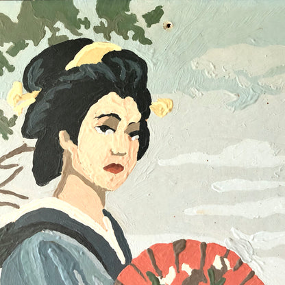 Two Vintage Paint By Numbers of Japanese Geisha Women (1960s)