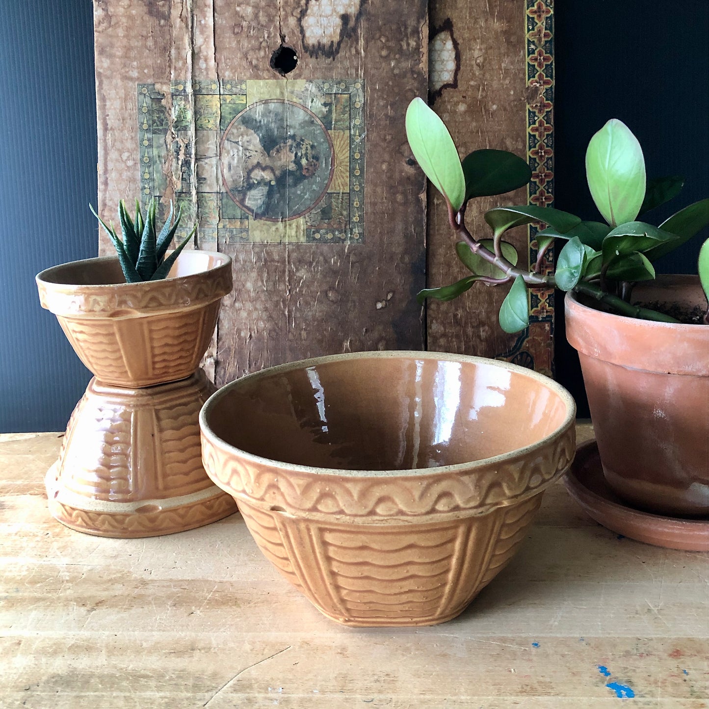 Antique Yellow Ware Mixing Bowl Set, Robinson Ransbottom (c.1939)