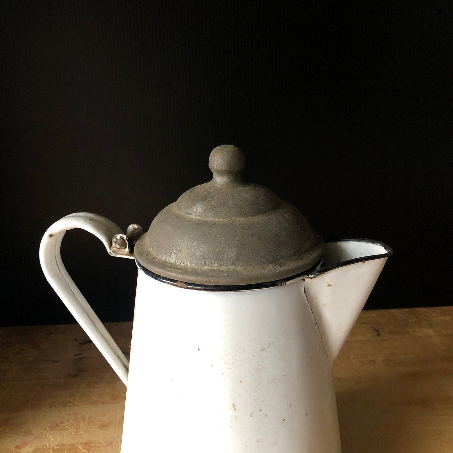 White Graniteware Coffee Pot