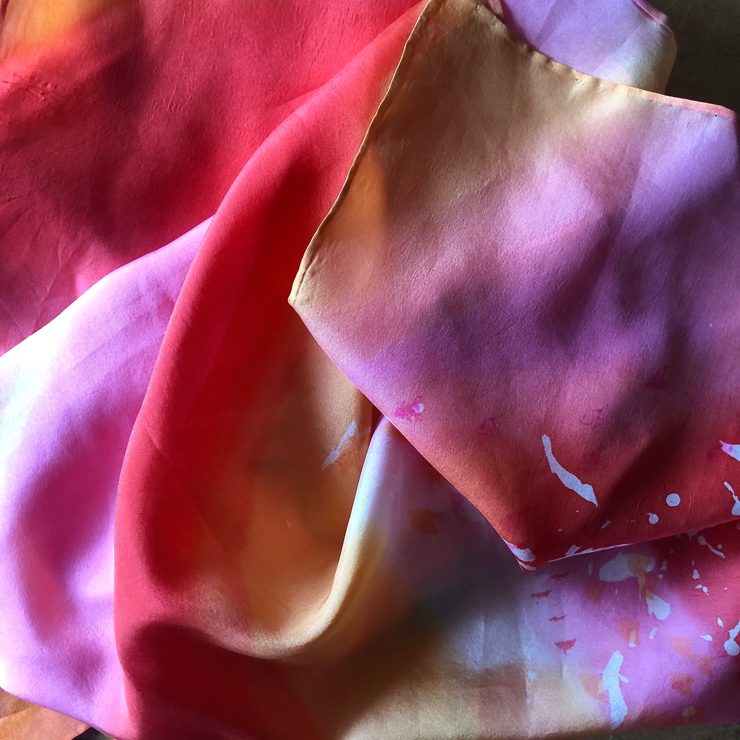 Artisan Hand Dyed Pink Silk Scarf (c.1980s)