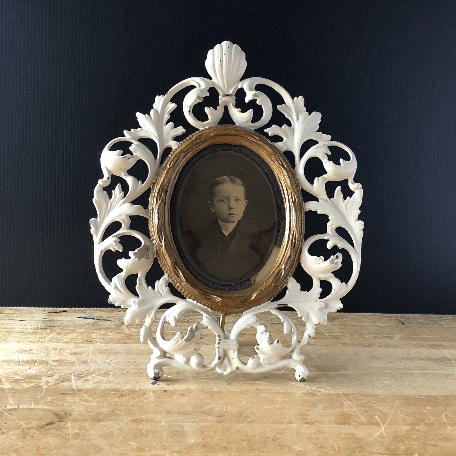 Victorian Painted Brass Picture Frame (c.1900s)