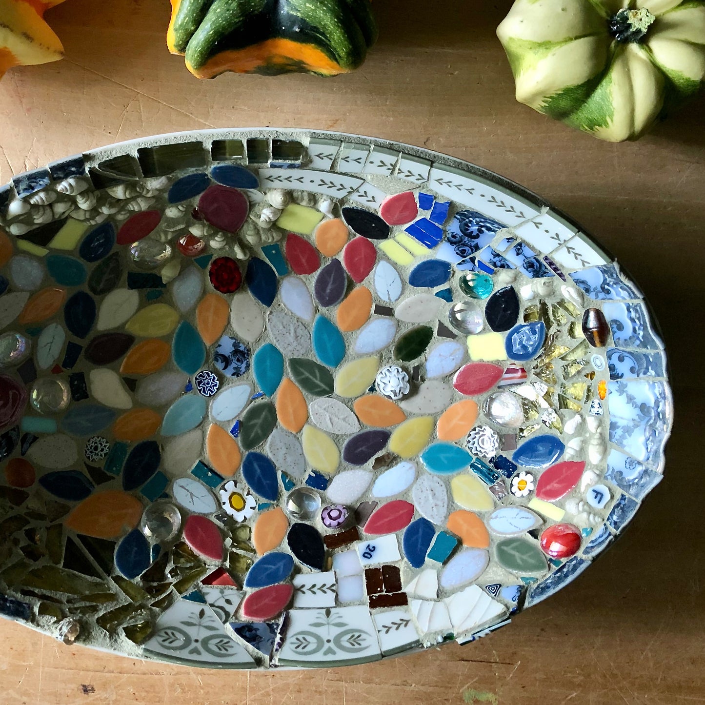 Mid Century Green Mosaic Bowl