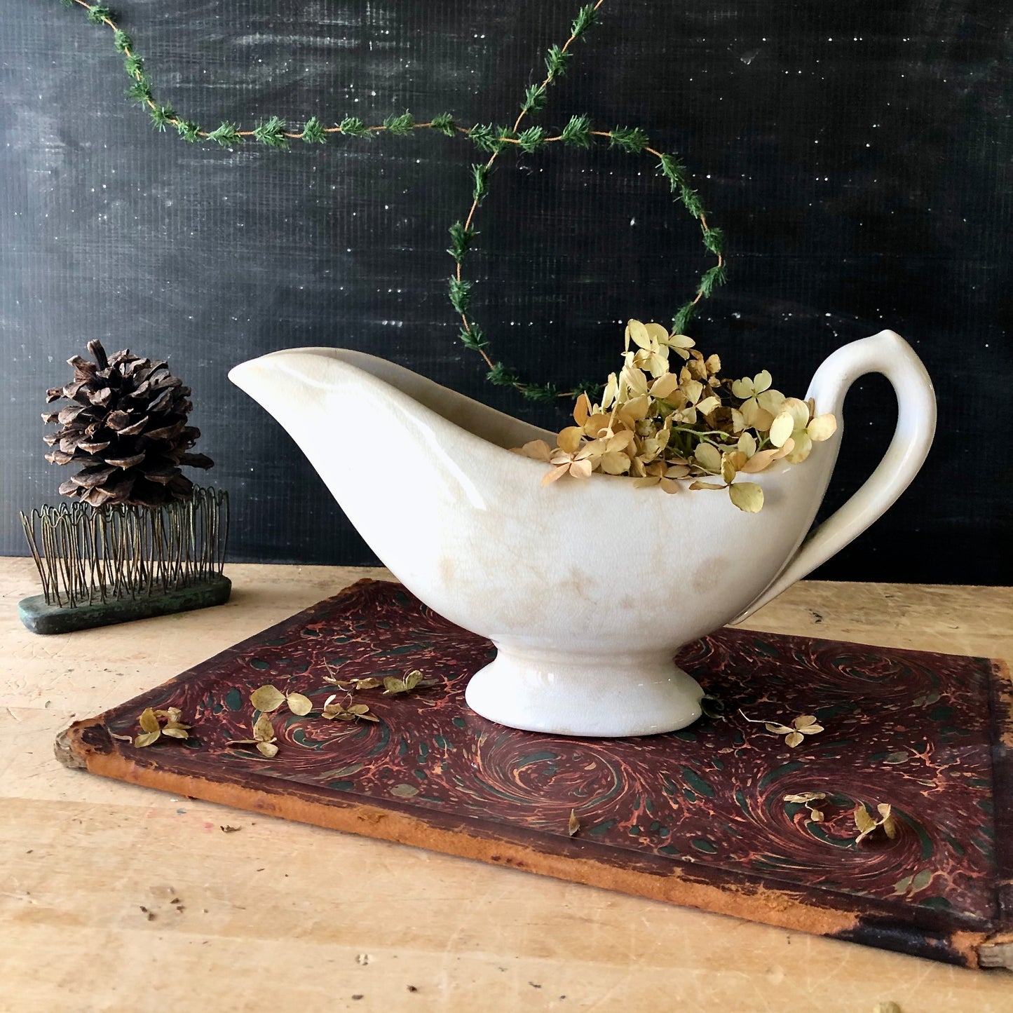 Antique Ironstone Farmhouse Gravy Boat (c.1800s)