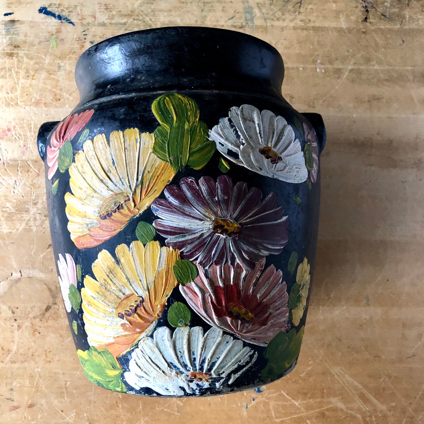 Vintage Black Floral Ransburg Cookie Jar (c.1940s)