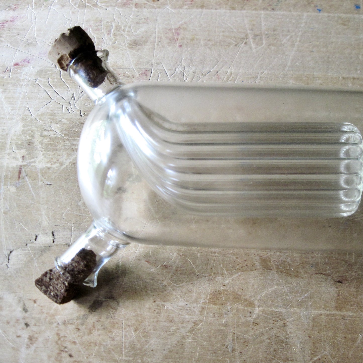 Vintage Glass Double Cruet Oil and Vinegar Bottle
