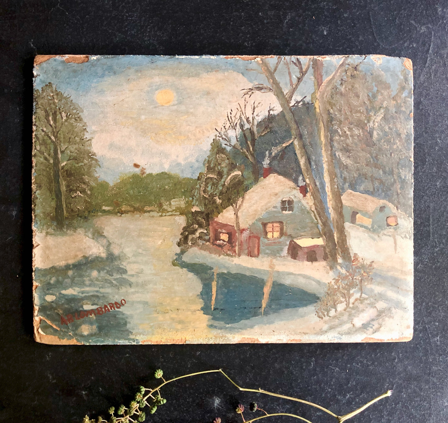 Vintage Winter Landscape Painting