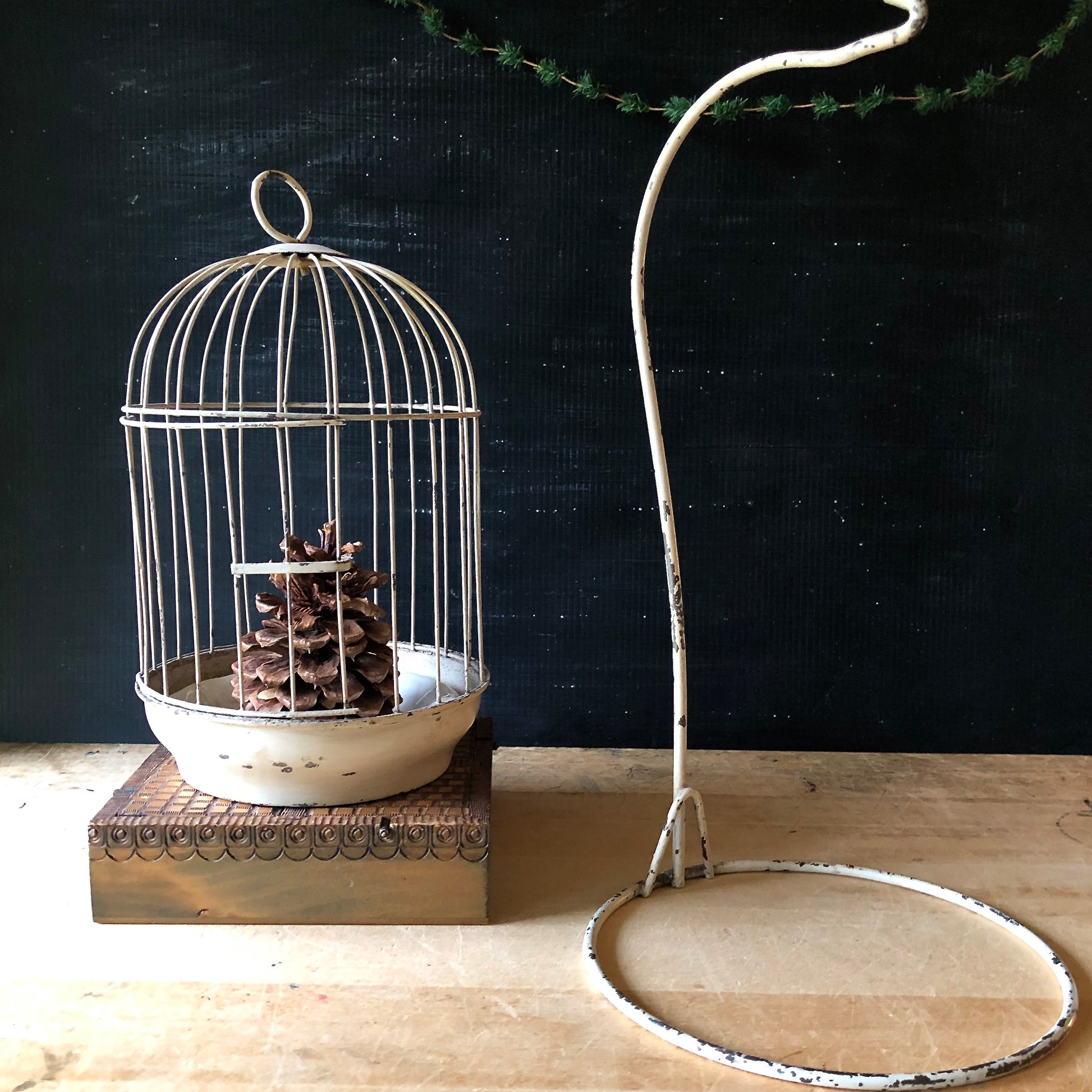 Antique Birdcage with Tabletop Stand (c.1900s)