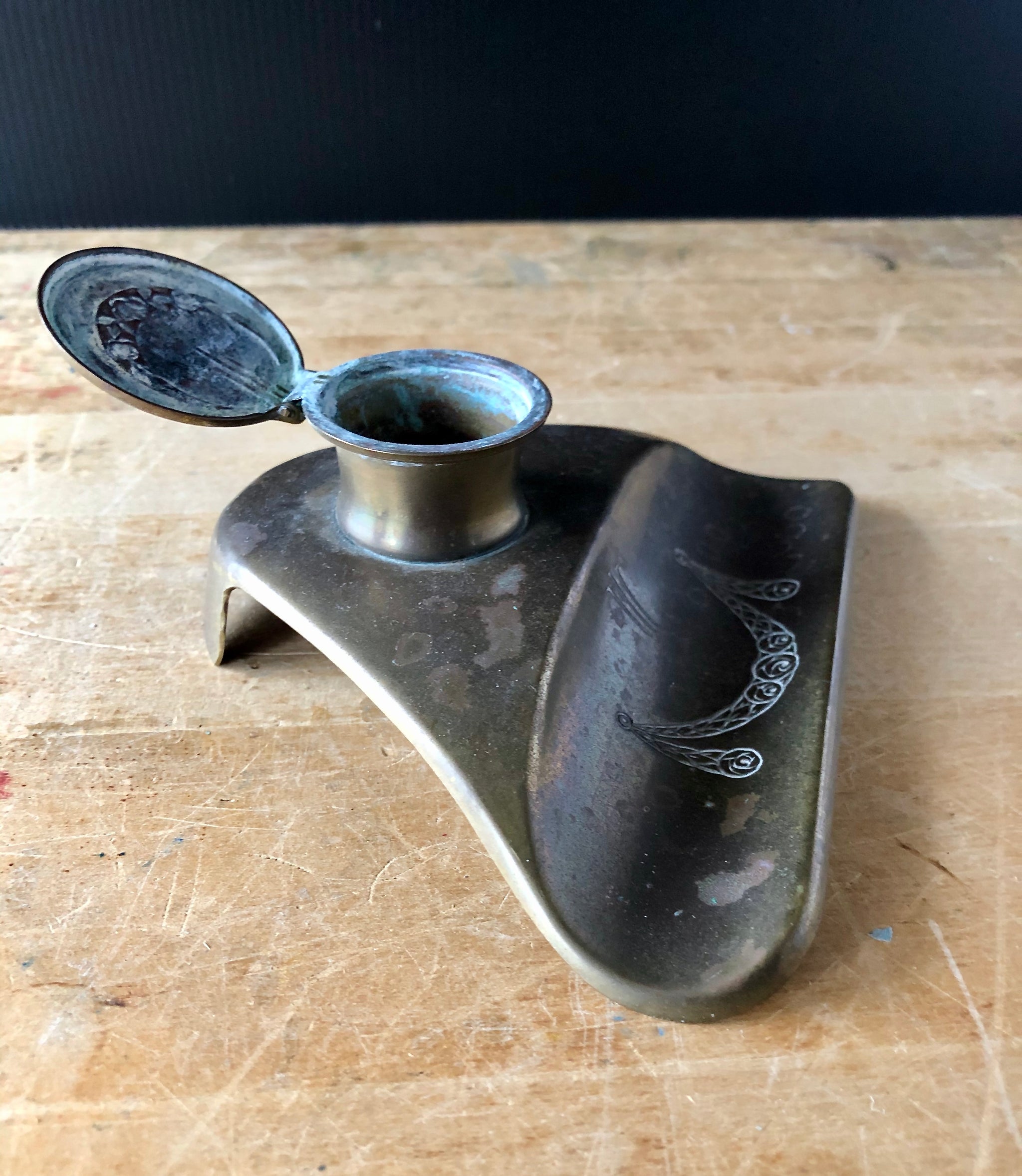 Antique German Brass Inkwell (1800s) – Rush Creek Vintage