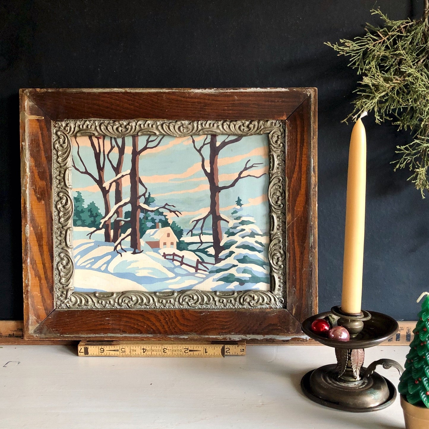 Vintage Winter Snow Framed Paint By Number (c.1953)