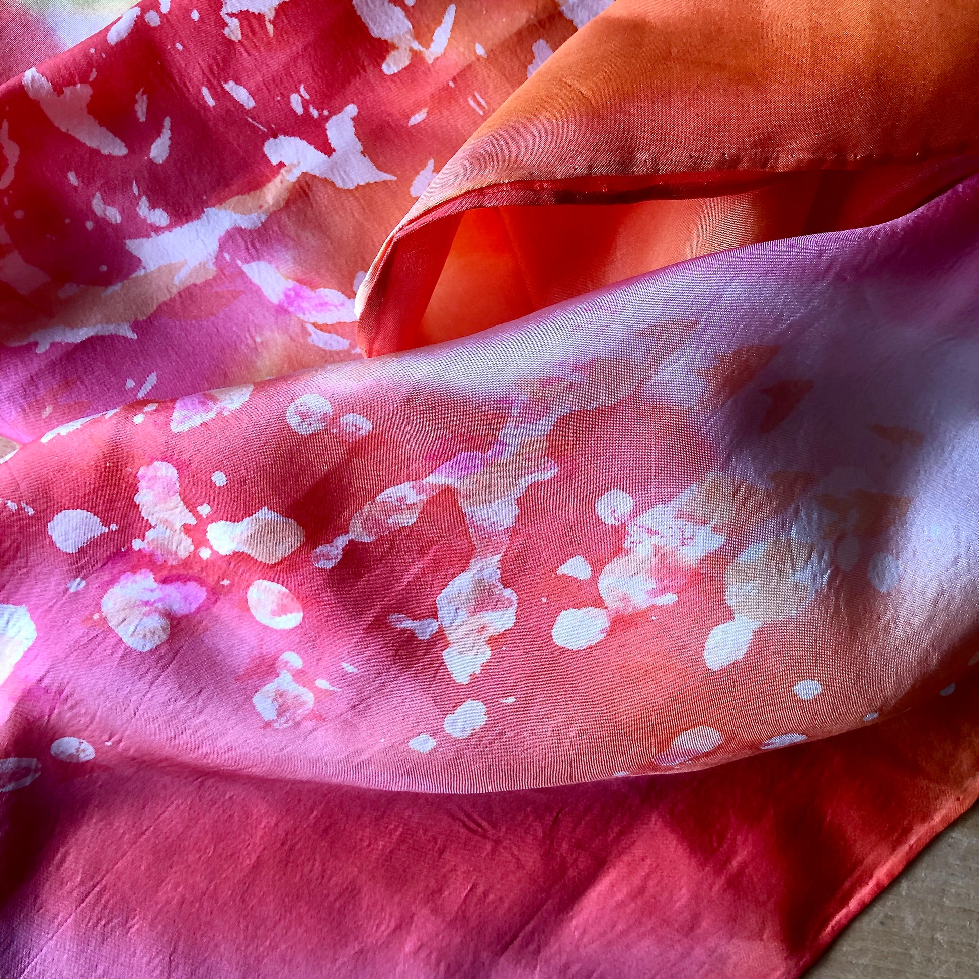 Artisan Hand Dyed Pink Silk Scarf (c.1980s)