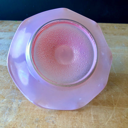 Vintage Pink Glass Trinket Dish with Trojan Horse (c.1930s)