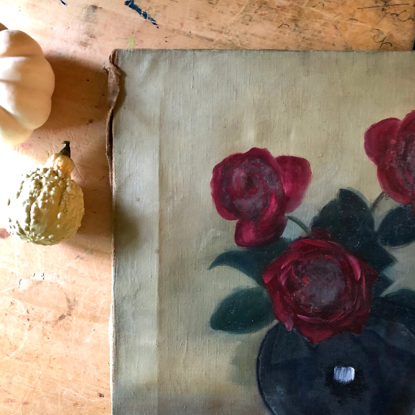 Primitive Floral Still Life Painting (1900s)