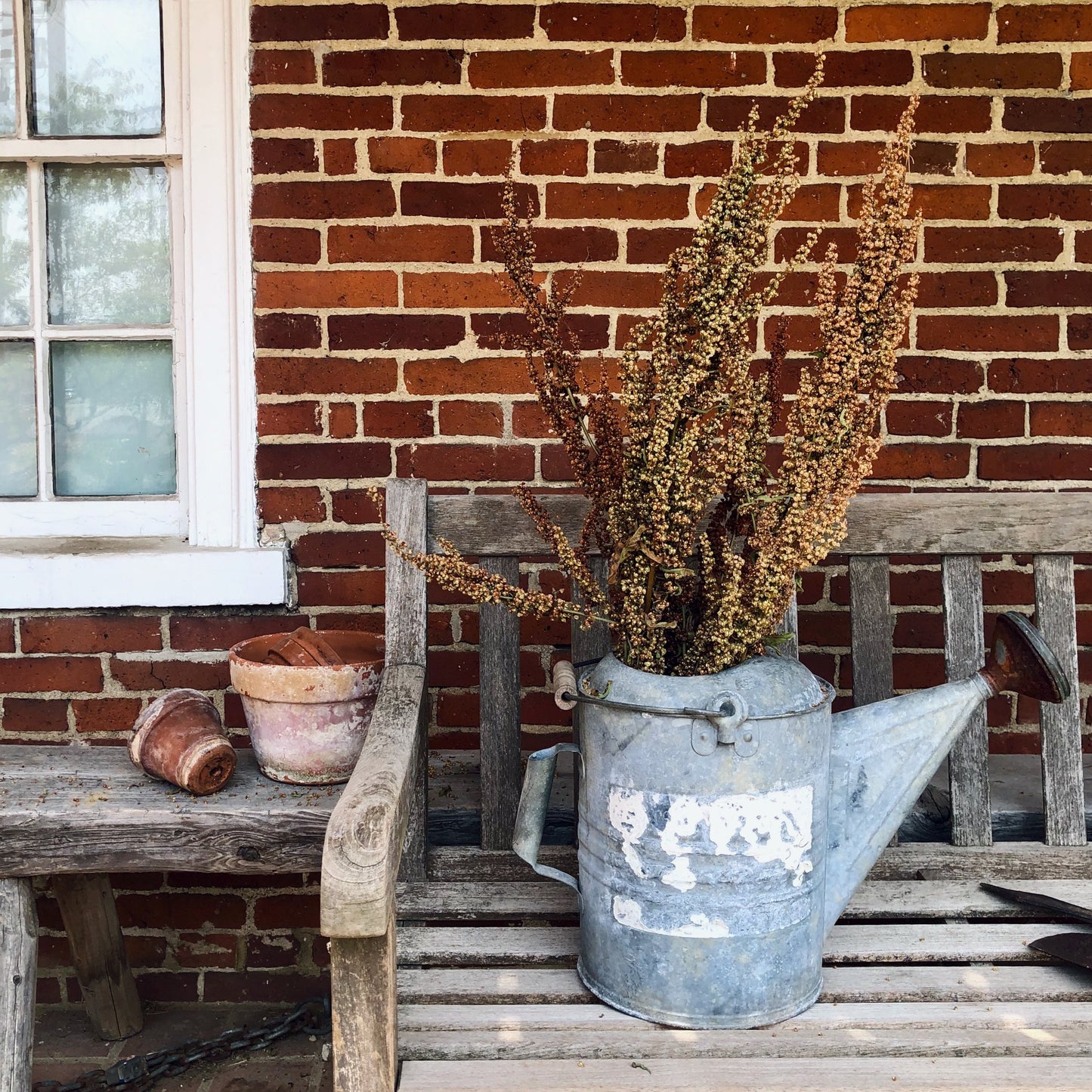 Large Galvanized Vintage Watering Can with Bail Handle (c.1900s)