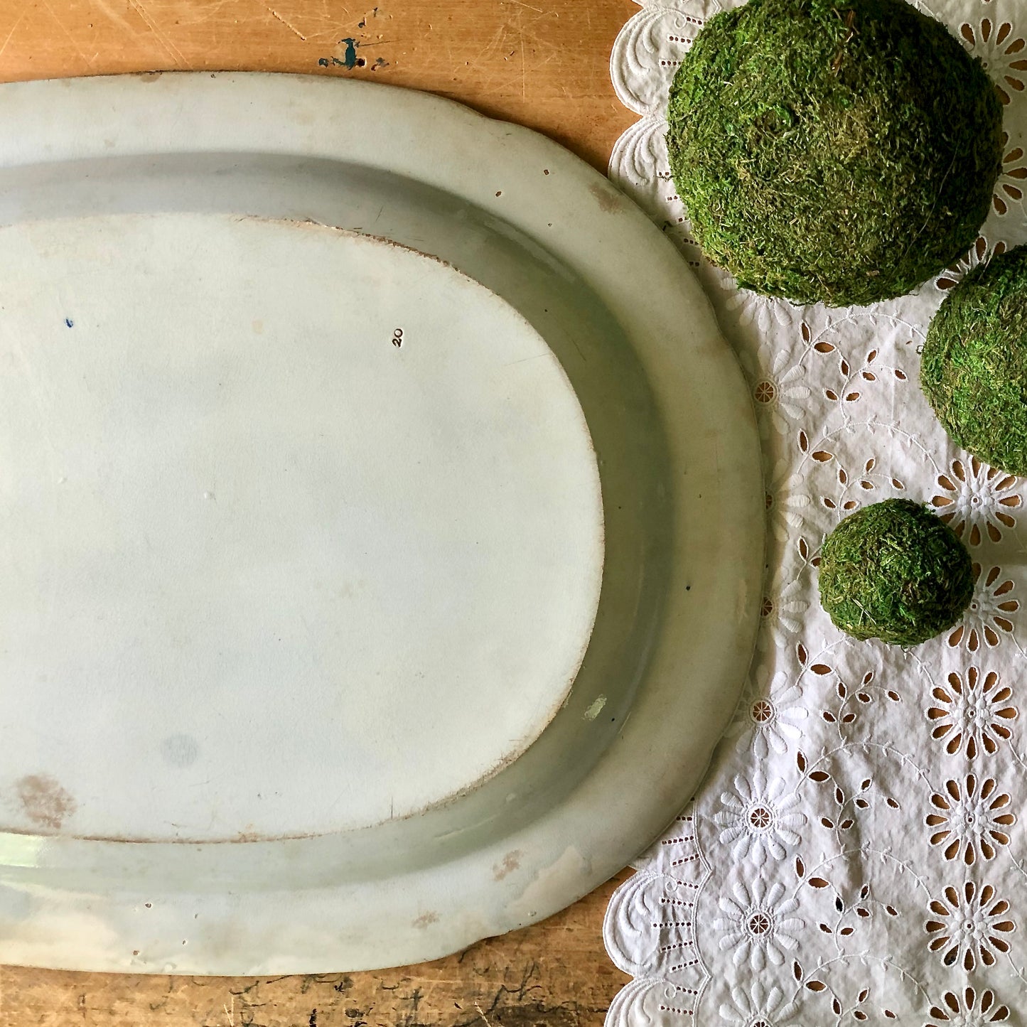 Extra Large Blue Willow Transferware Meat Platter (c.1800s)