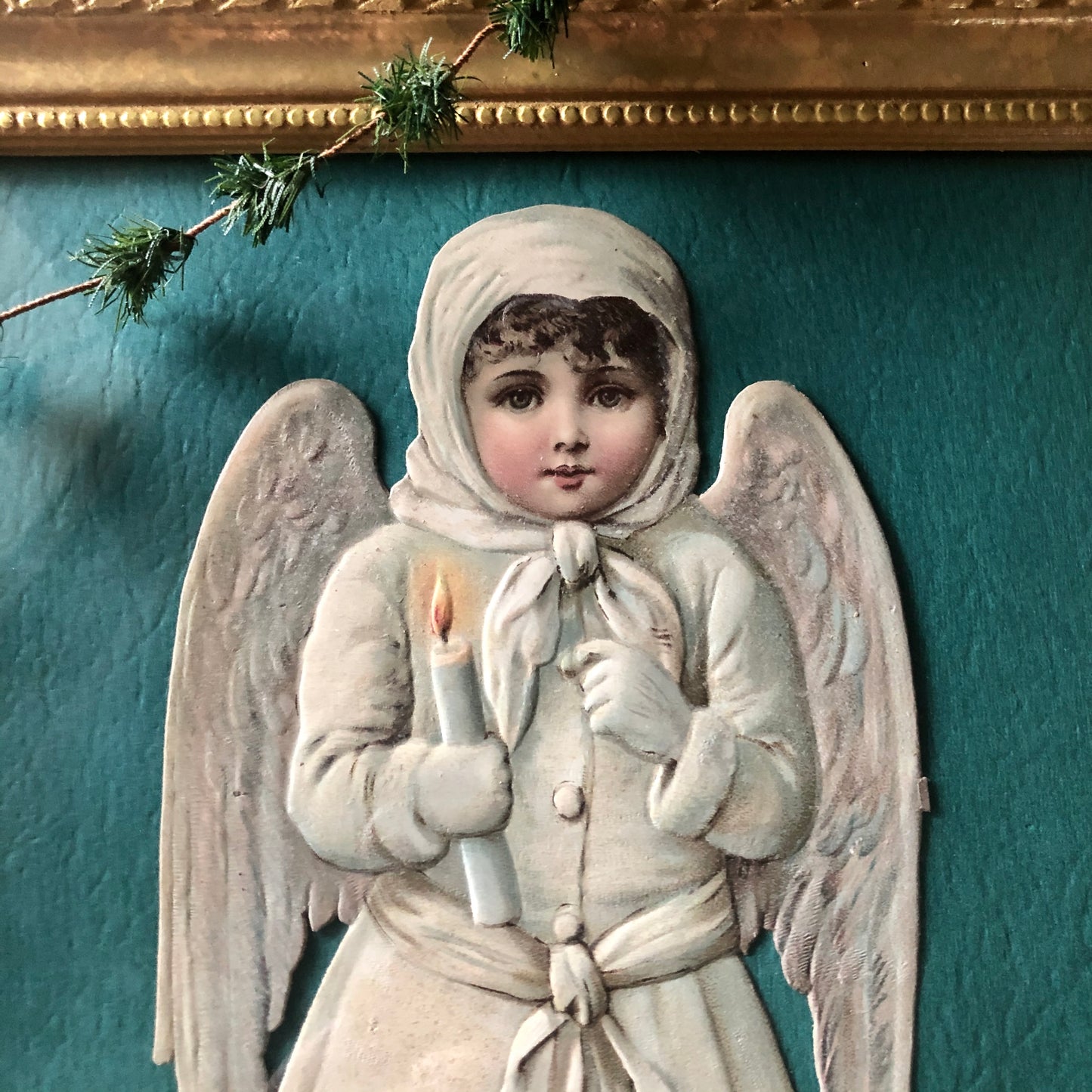 Shabby Vintage Christmas Angel Cut-Out (c.mid 20th century)