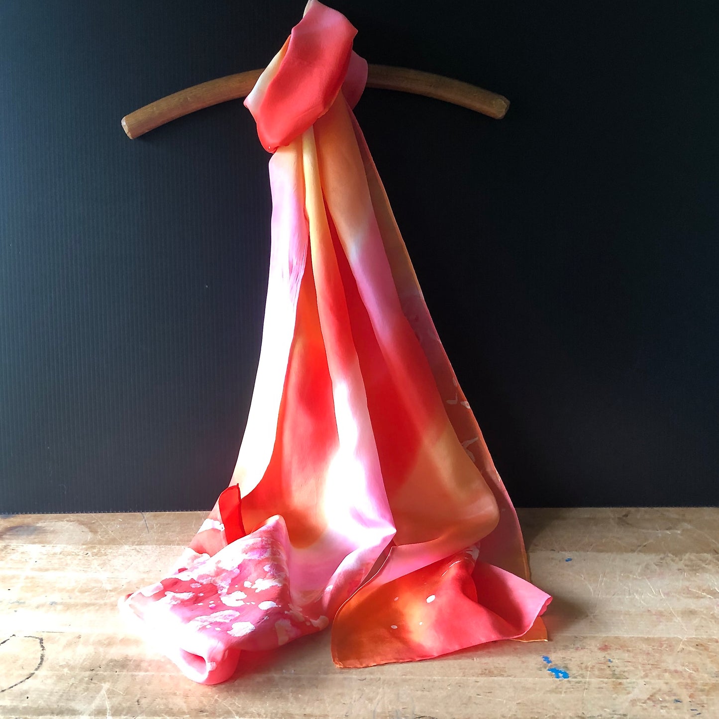 Artisan Hand Dyed Pink Silk Scarf (c.1980s)