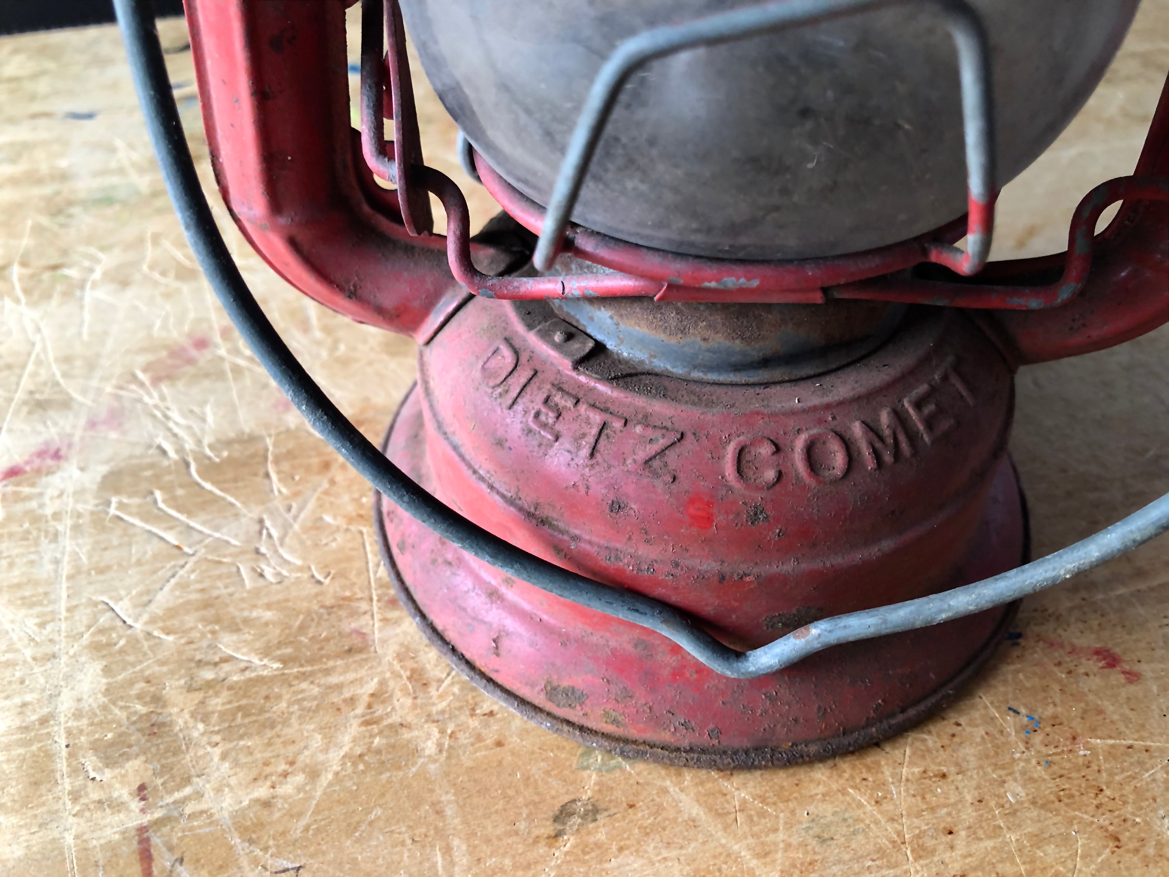 Set of Two Vintage Red Railroad Lanterns Deitz Comet and Sun (c