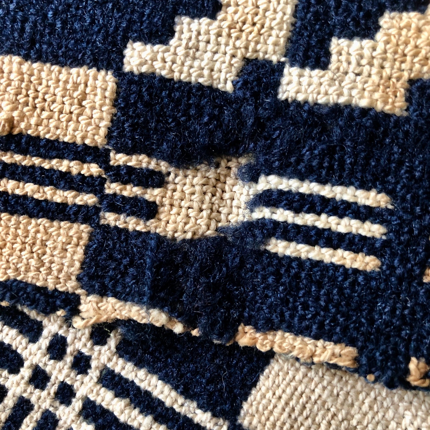 Mountaineer Indigo and Cream Double Weave Americana Coverlet (c.1800s)