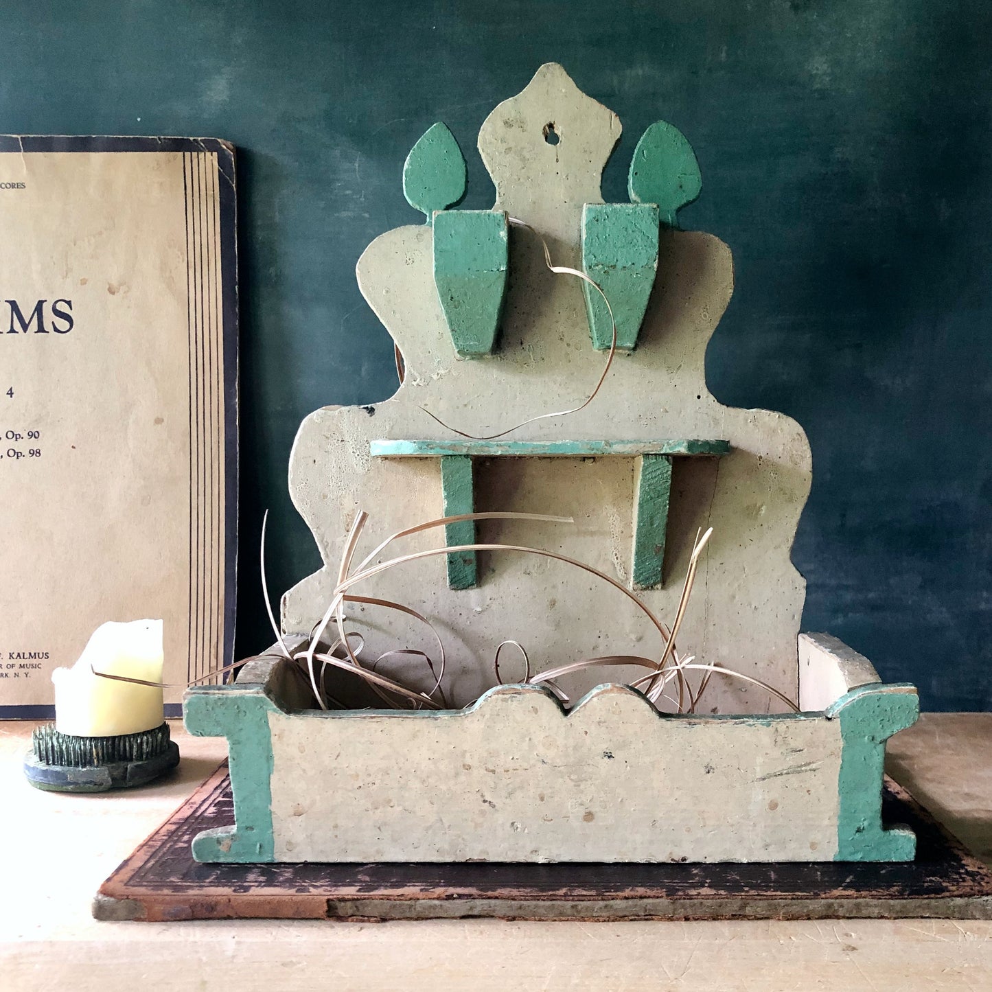 Early Green and Cream Painted Wall Box (c.1900s)