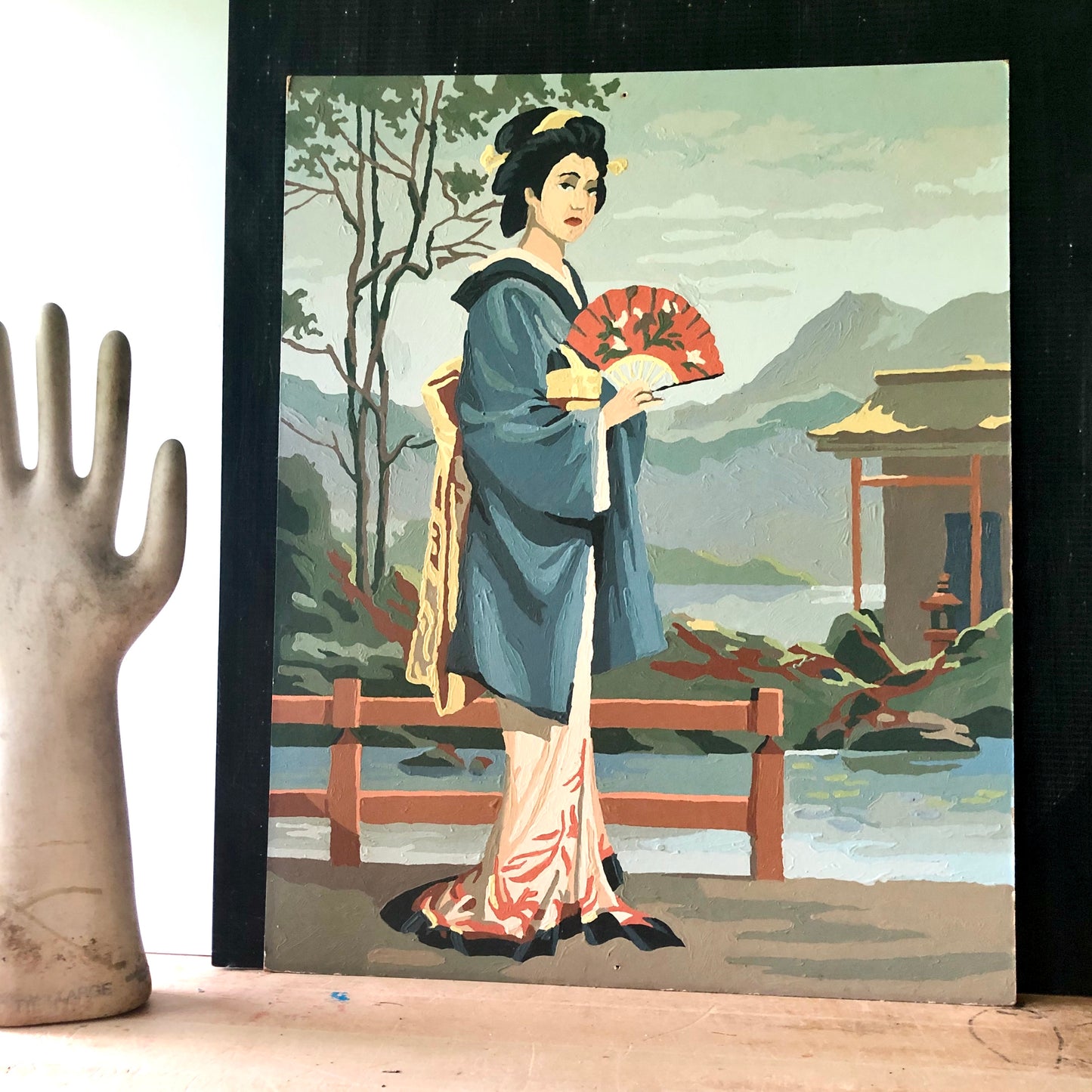 Two Vintage Paint By Numbers of Japanese Geisha Women (1960s)