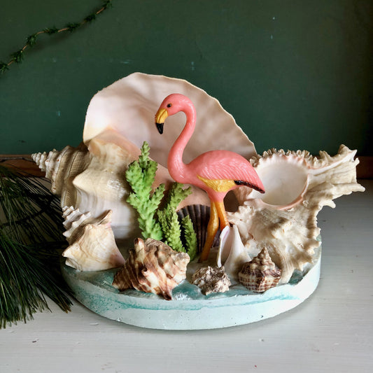 Kitschy Flamingo and Sea Shell Lamp (1950s)