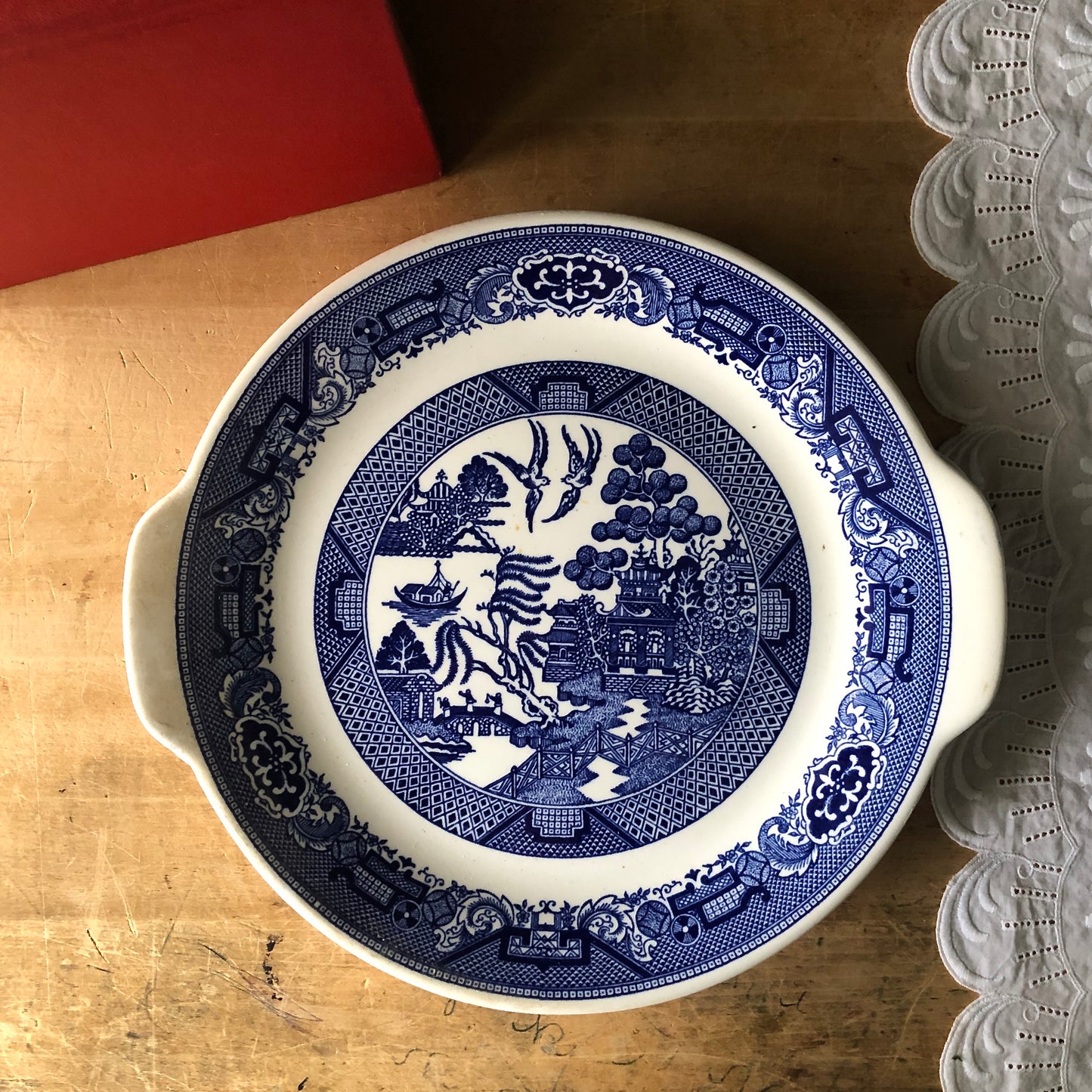 Willow Ware Chop Plates, Set of Two (c.1940s)