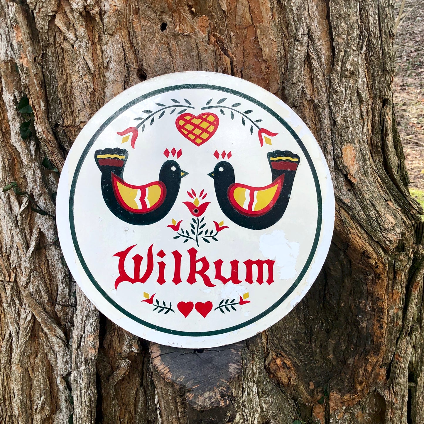 Vintage Pennsylvania Dutch Wilkum Hex Sign (c.1960s)