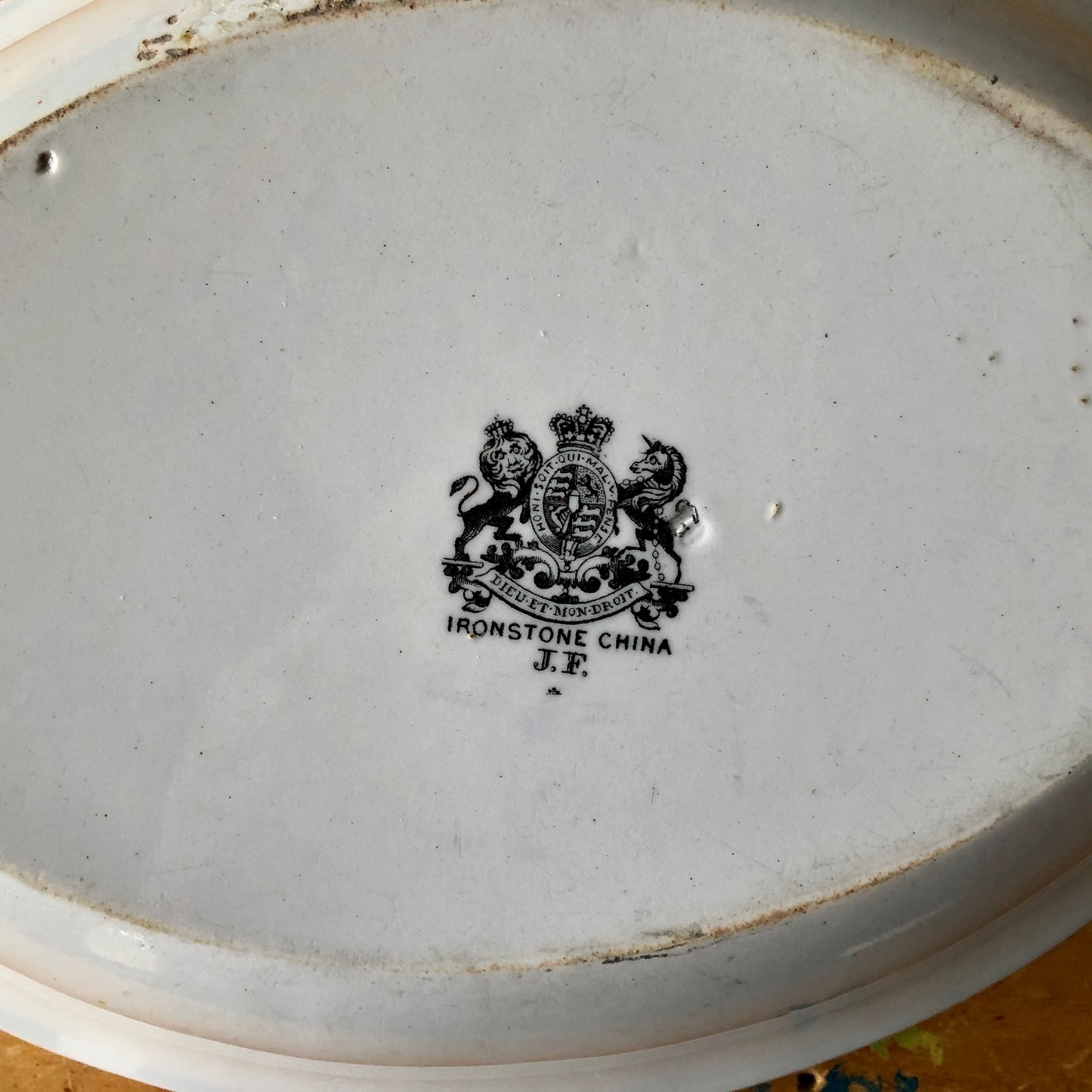 Antique White Oval Ironstone Bowl (c.1800s)