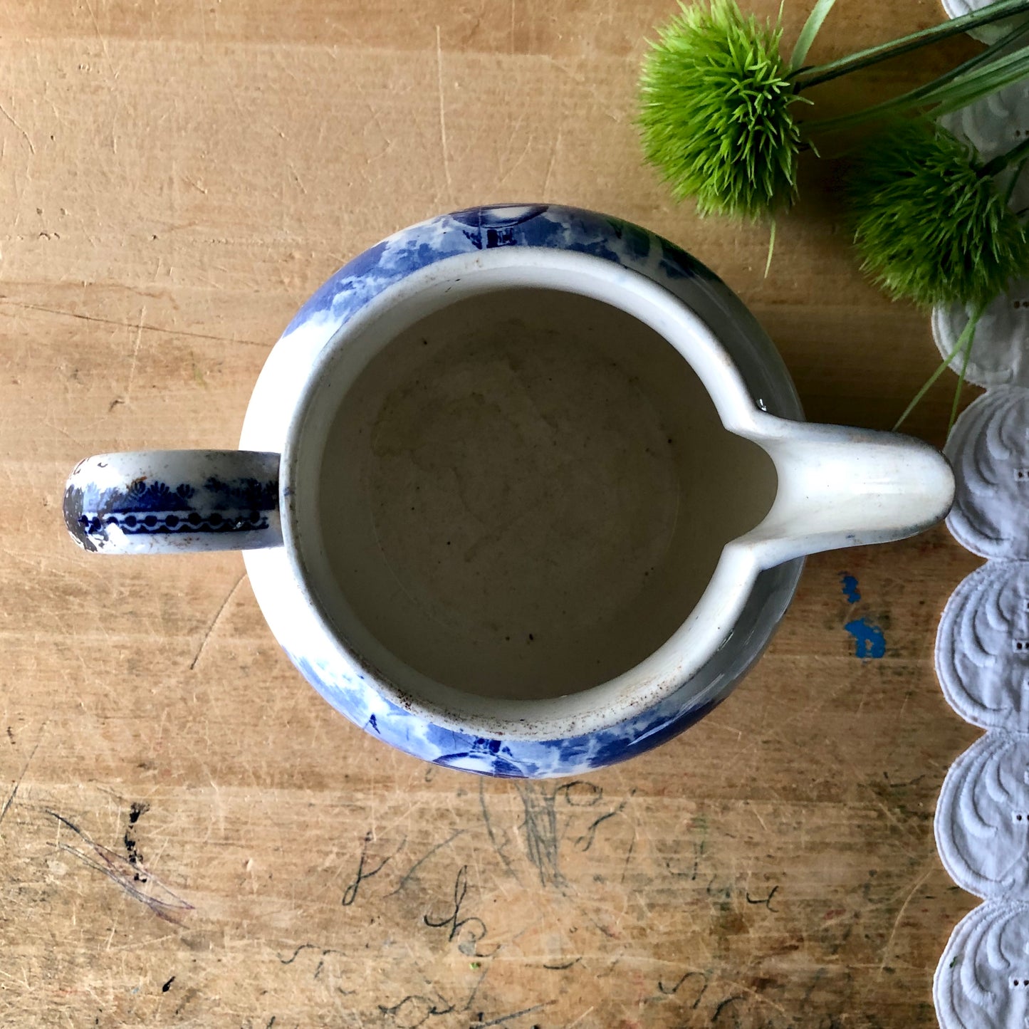 Antique Wedgewood Blue Transferware Pitcher (c.1800s)