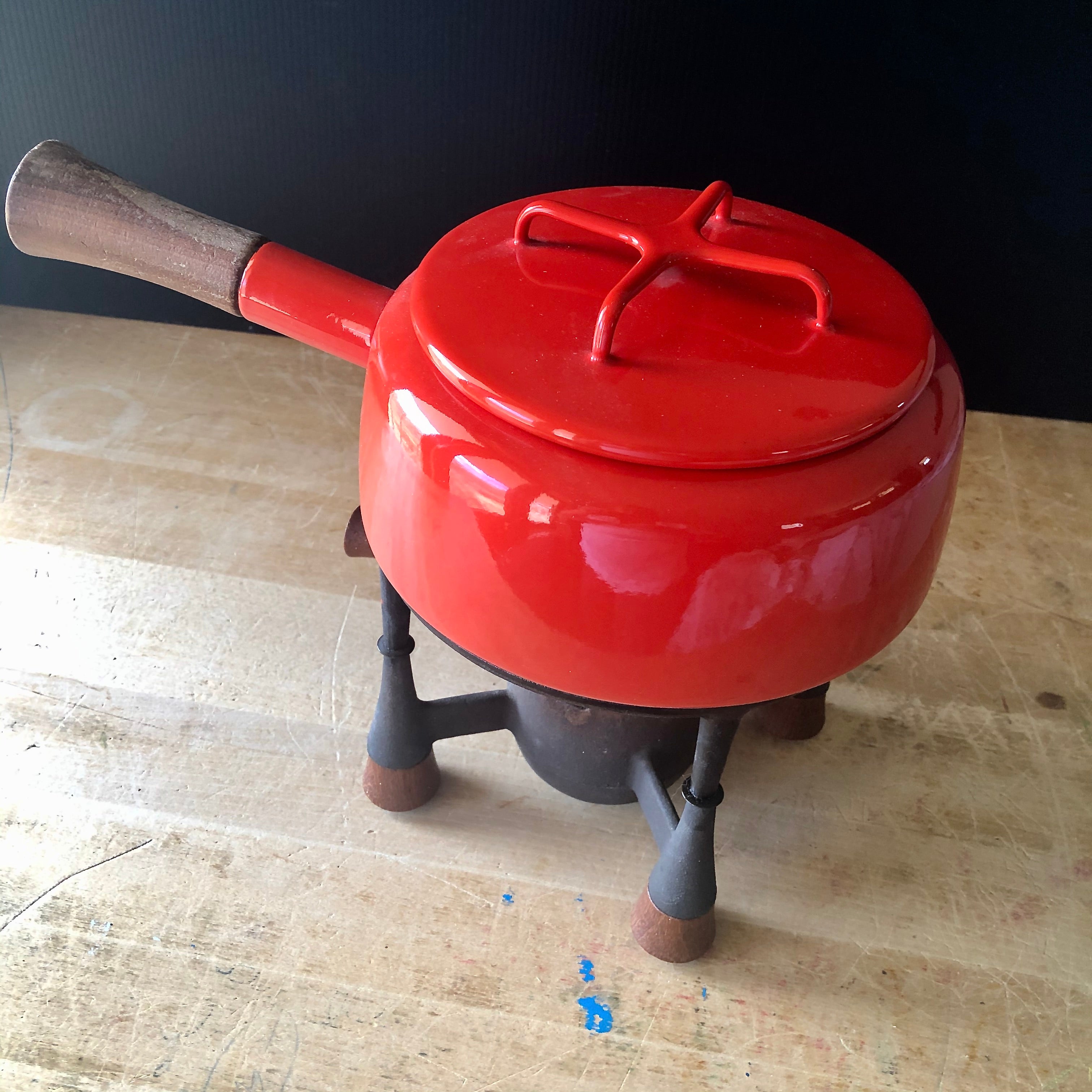 Vintage Red Fondue Pot Set w/ Original Box & Cook Book * Recipes