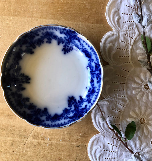 Antique Flow Blue Berry Bowls by WH Grindley & Co. (c.1800s)