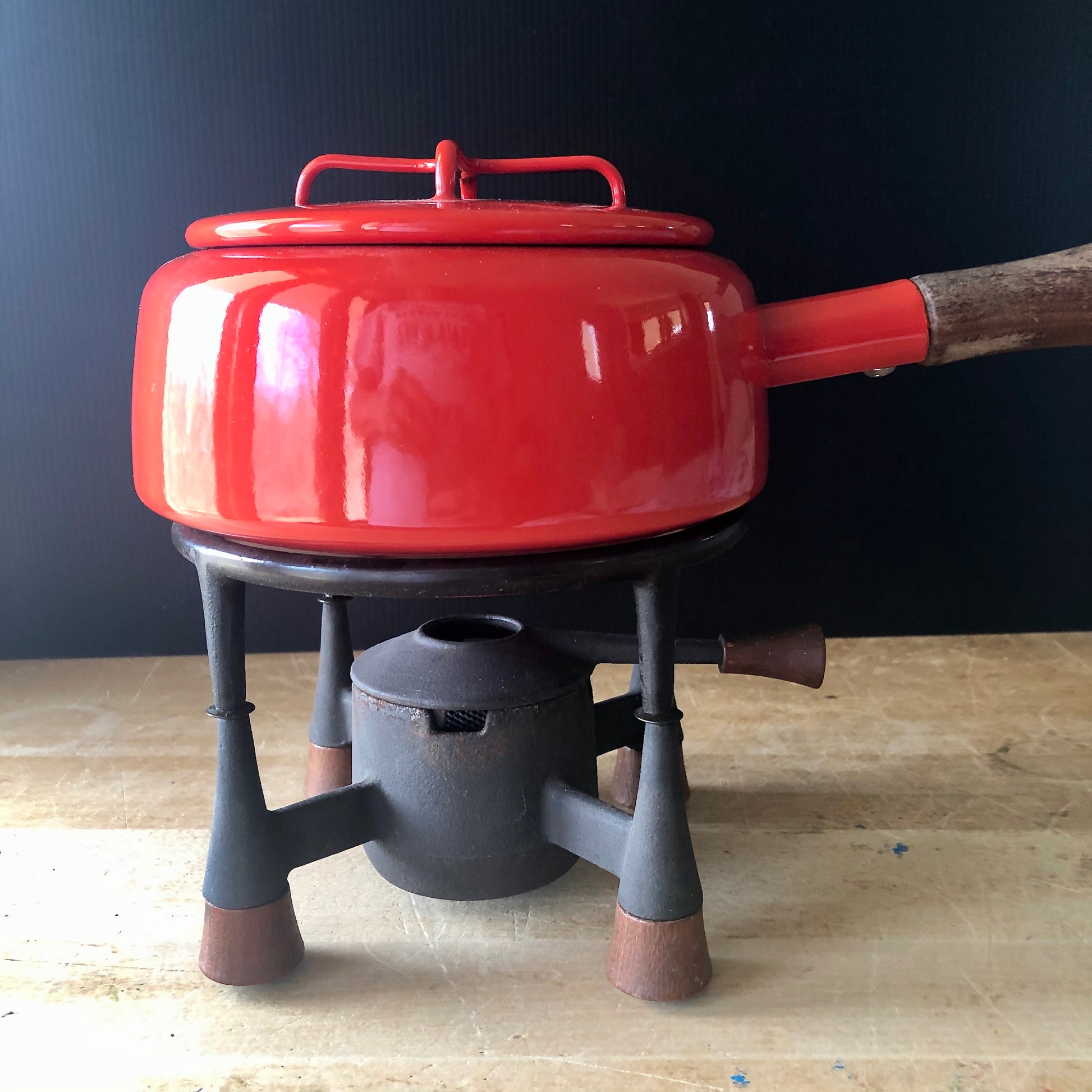 1960s Dansk Red Enamel Small Baking Pan Made in France