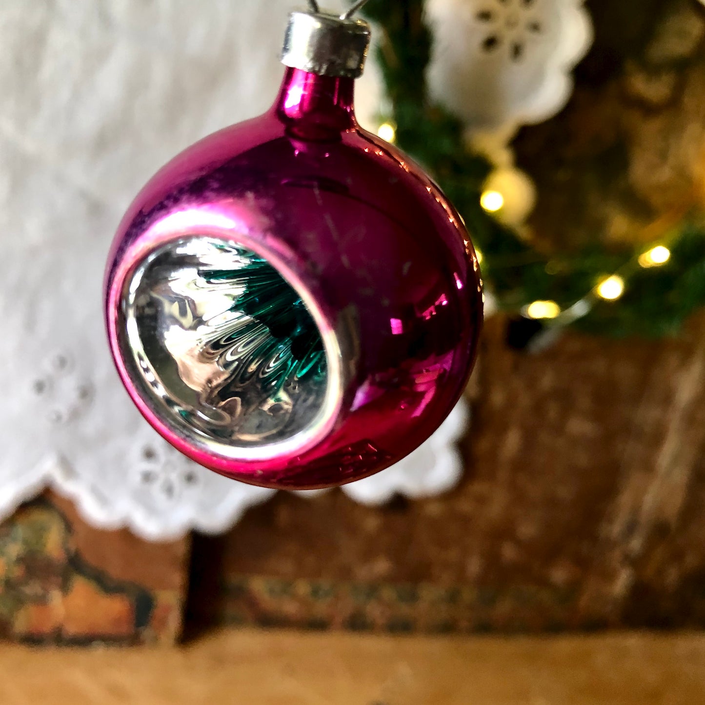 Antique Pink Glass Christmas Ornaments (c.1900s)